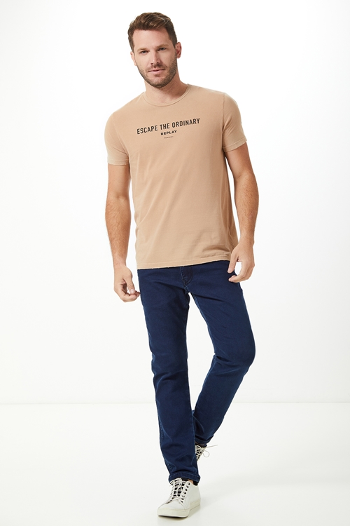 T-SHIRT MASCULINA M/C GOLA CARECA