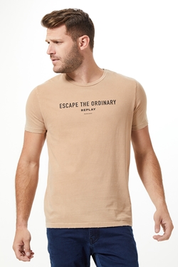 T-SHIRT MASCULINA M/C GOLA CARECA