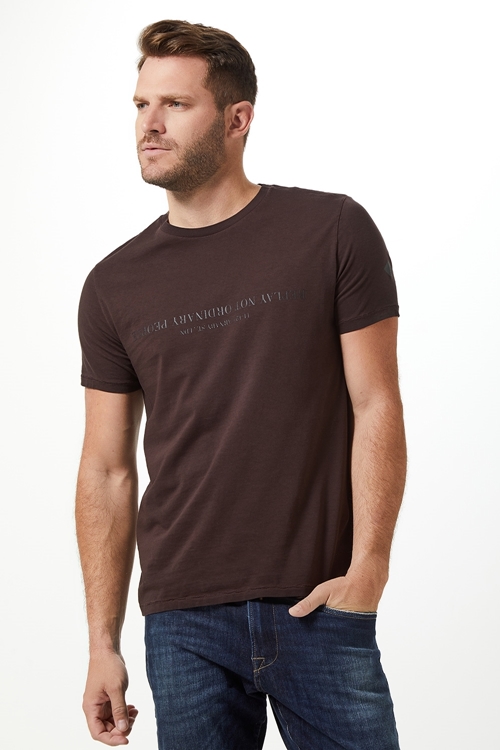 T-SHIRT MASCULINA M/C GOLA CARECA