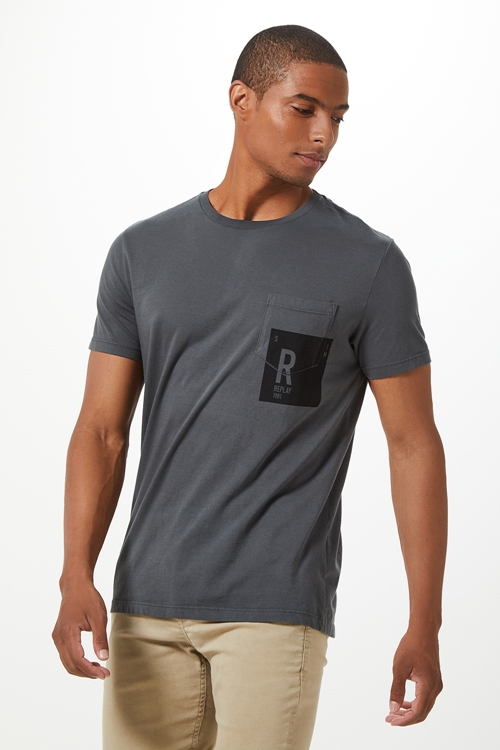 T-SHIRT MASCULINA M/C GOLA CARECA