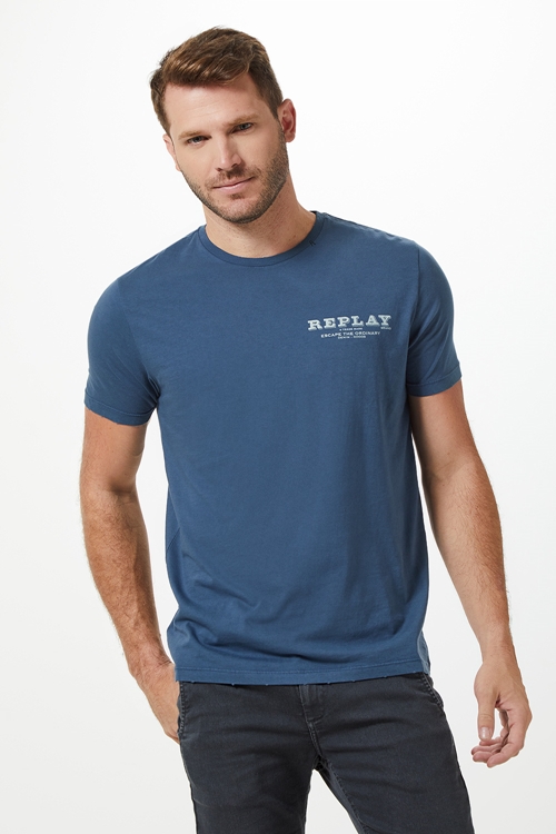 T-SHIRT MASCULINA M/C GOLA CARECA