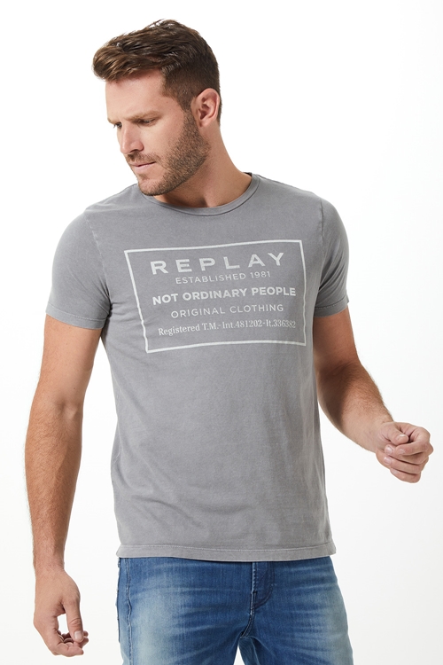 T-SHIRT MASCULINA M/C GOLA CARECA