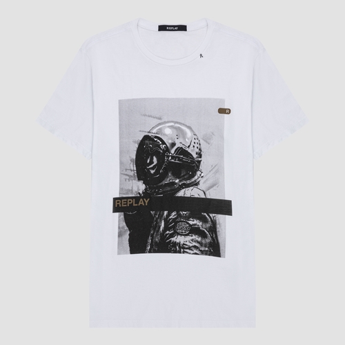 T-SHIRT MASCULINA M/C GOLA CARECA